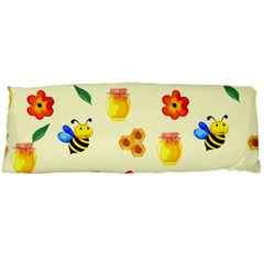 Seamless Honey Bee Texture Flowers Nature Leaves Honeycomb Hive Beekeeping Watercolor Pattern Body Pillow Case (dakimakura) by Maspions