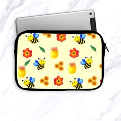 Seamless Honey Bee Texture Flowers Nature Leaves Honeycomb Hive Beekeeping Watercolor Pattern Apple Ipad Mini Zipper Cases by Maspions