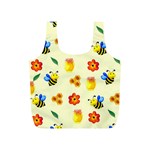 Seamless Honey Bee Texture Flowers Nature Leaves Honeycomb Hive Beekeeping Watercolor Pattern Full Print Recycle Bag (S) Front