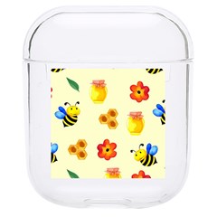 Seamless Honey Bee Texture Flowers Nature Leaves Honeycomb Hive Beekeeping Watercolor Pattern Hard Pc Airpods 1/2 Case by Maspions