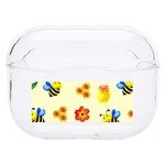 Seamless Honey Bee Texture Flowers Nature Leaves Honeycomb Hive Beekeeping Watercolor Pattern Hard PC AirPods Pro Case Front