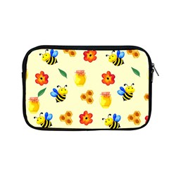 Seamless Honey Bee Texture Flowers Nature Leaves Honeycomb Hive Beekeeping Watercolor Pattern Apple Macbook Pro 13  Zipper Case