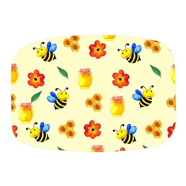 Seamless Honey Bee Texture Flowers Nature Leaves Honeycomb Hive Beekeeping Watercolor Pattern Mini Square Pill Box