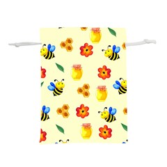 Seamless Honey Bee Texture Flowers Nature Leaves Honeycomb Hive Beekeeping Watercolor Pattern Lightweight Drawstring Pouch (l)