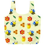 Seamless Honey Bee Texture Flowers Nature Leaves Honeycomb Hive Beekeeping Watercolor Pattern Full Print Recycle Bag (XXL) Front