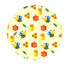 Seamless Honey Bee Texture Flowers Nature Leaves Honeycomb Hive Beekeeping Watercolor Pattern Mini Round Pill Box (pack Of 3)