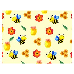 Seamless Honey Bee Texture Flowers Nature Leaves Honeycomb Hive Beekeeping Watercolor Pattern Two Sides Premium Plush Fleece Blanket (baby Size) by Maspions