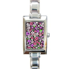 Flowers Floral Pattern Digital Texture Beautiful Rectangle Italian Charm Watch