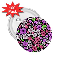 Flowers Floral Pattern Digital Texture Beautiful 2 25  Buttons (100 Pack) 