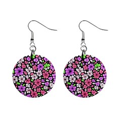 Flowers Floral Pattern Digital Texture Beautiful Mini Button Earrings by Maspions