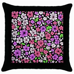 Flowers Floral Pattern Digital Texture Beautiful Throw Pillow Case (black)