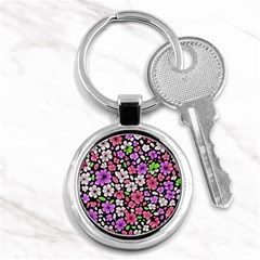 Flowers Floral Pattern Digital Texture Beautiful Key Chain (round)