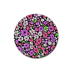 Flowers Floral Pattern Digital Texture Beautiful Rubber Coaster (round) by Maspions