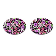 Flowers Floral Pattern Digital Texture Beautiful Cufflinks (oval) by Maspions