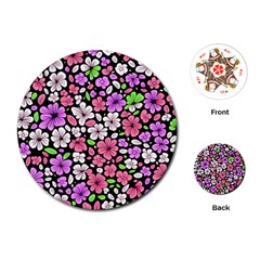 Flowers Floral Pattern Digital Texture Beautiful Playing Cards Single Design (round)