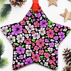 Flowers Floral Pattern Digital Texture Beautiful Star Ornament (two Sides)