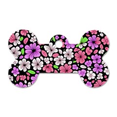 Flowers Floral Pattern Digital Texture Beautiful Dog Tag Bone (one Side) by Maspions