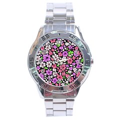 Flowers Floral Pattern Digital Texture Beautiful Stainless Steel Analogue Watch by Maspions