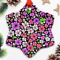 Flowers Floral Pattern Digital Texture Beautiful Snowflake Ornament (two Sides) by Maspions