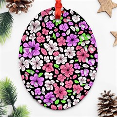 Flowers Floral Pattern Digital Texture Beautiful Oval Filigree Ornament (two Sides)