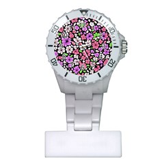 Flowers Floral Pattern Digital Texture Beautiful Plastic Nurses Watch