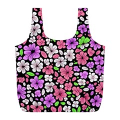 Flowers Floral Pattern Digital Texture Beautiful Full Print Recycle Bag (l)