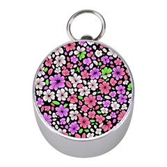 Flowers Floral Pattern Digital Texture Beautiful Mini Silver Compasses