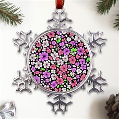 Flowers Floral Pattern Digital Texture Beautiful Metal Large Snowflake Ornament