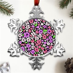 Flowers Floral Pattern Digital Texture Beautiful Metal Small Snowflake Ornament by Maspions