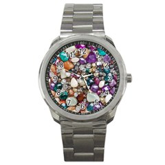 Seamless Texture Gems Diamonds Rubies Decorations Crystals Seamless Beautiful Shiny Sparkle Repetiti Sport Metal Watch by Maspions