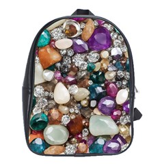 Seamless Texture Gems Diamonds Rubies Decorations Crystals Seamless Beautiful Shiny Sparkle Repetiti School Bag (xl) by Maspions