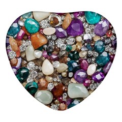 Seamless Texture Gems Diamonds Rubies Decorations Crystals Seamless Beautiful Shiny Sparkle Repetiti Heart Glass Fridge Magnet (4 Pack) by Maspions