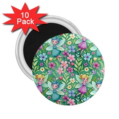 Fairies Fantasy Background Wallpaper Design Flowers Nature Colorful 2 25  Magnets (10 Pack) 