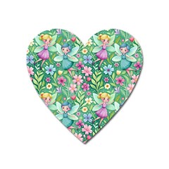 Fairies Fantasy Background Wallpaper Design Flowers Nature Colorful Heart Magnet