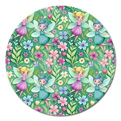 Fairies Fantasy Background Wallpaper Design Flowers Nature Colorful Magnet 5  (round)