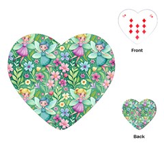 Fairies Fantasy Background Wallpaper Design Flowers Nature Colorful Playing Cards Single Design (heart)