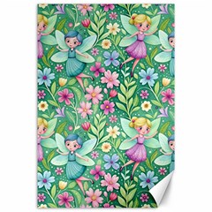 Fairies Fantasy Background Wallpaper Design Flowers Nature Colorful Canvas 24  X 36  by Maspions