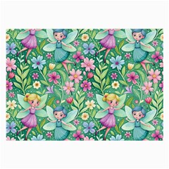 Fairies Fantasy Background Wallpaper Design Flowers Nature Colorful Large Glasses Cloth (2 Sides)