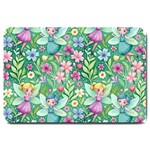 Fairies Fantasy Background Wallpaper Design Flowers Nature Colorful Large Doormat 30 x20  Door Mat