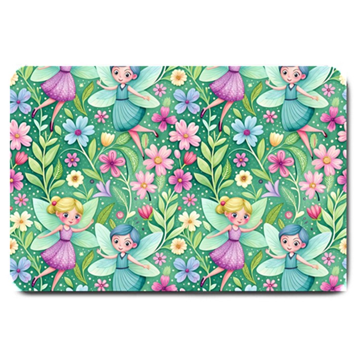 Fairies Fantasy Background Wallpaper Design Flowers Nature Colorful Large Doormat