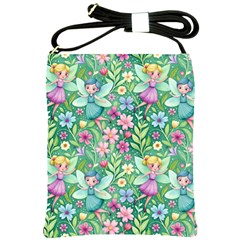 Fairies Fantasy Background Wallpaper Design Flowers Nature Colorful Shoulder Sling Bag