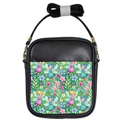 Fairies Fantasy Background Wallpaper Design Flowers Nature Colorful Girls Sling Bag