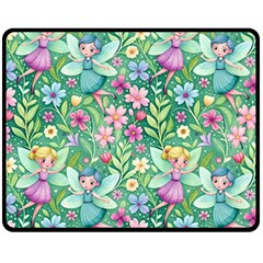 Fairies Fantasy Background Wallpaper Design Flowers Nature Colorful Fleece Blanket (medium) by Maspions