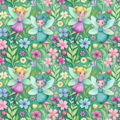 Fairies Fantasy Background Wallpaper Design Flowers Nature Colorful Play Mat (square) by Maspions