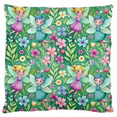 Fairies Fantasy Background Wallpaper Design Flowers Nature Colorful Large Cushion Case (one Side) by Maspions