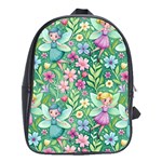 Fairies Fantasy Background Wallpaper Design Flowers Nature Colorful School Bag (XL) Front