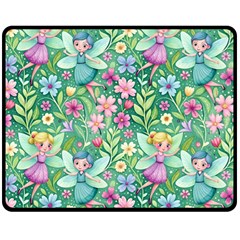 Fairies Fantasy Background Wallpaper Design Flowers Nature Colorful Two Sides Fleece Blanket (medium)