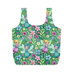 Fairies Fantasy Background Wallpaper Design Flowers Nature Colorful Full Print Recycle Bag (m)