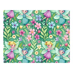 Fairies Fantasy Background Wallpaper Design Flowers Nature Colorful Two Sides Premium Plush Fleece Blanket (large) by Maspions