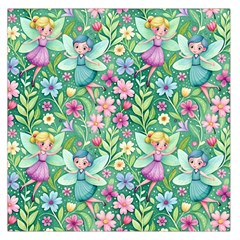 Fairies Fantasy Background Wallpaper Design Flowers Nature Colorful Square Satin Scarf (36  X 36 )